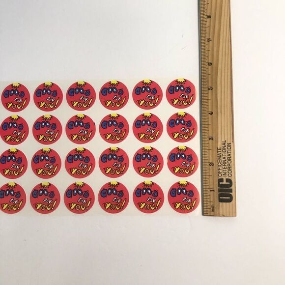 vintage stickers good for you face red blue yellow round sheet 80s 90s - Picture 5 of 7